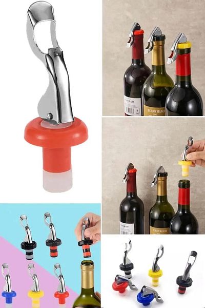 UGA İthalat 2-in-1 Bottle Stopper with Opener 2-in-1 Stylish, Practical and Functional Wine Bottle Storage Apparatus