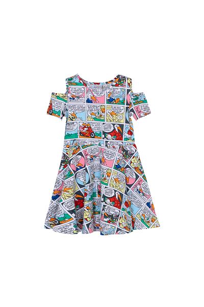 LOVETTI Cartoon Network Girls' Patterned Half Sleeve Off-The-Shoulder Dress