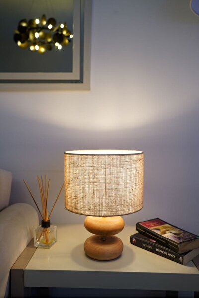 retro home design Ahşap Ayaklı Dokuma Şapkalı Bal Renkli El Yapımı Abajur Mas...