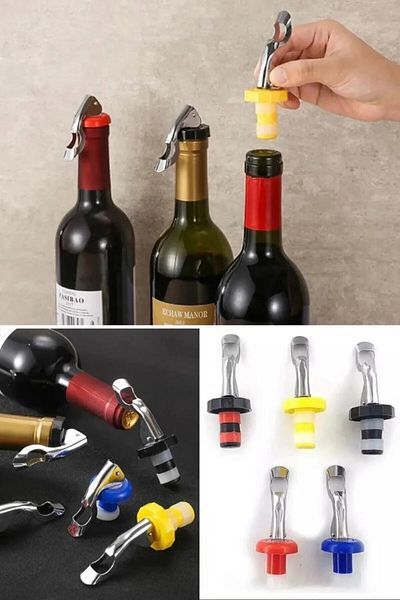 UGA İthalat 2-in-1 Bottle Stopper with Opener 2-in-1 Stylish, Practical and Functional Wine Bottle Storage Apparatus