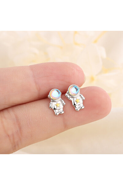 Choice qd334 أقراط أذن جديدة لطيفة على شكل رائد فضاء وكوكب من الأوبال للنساء ...