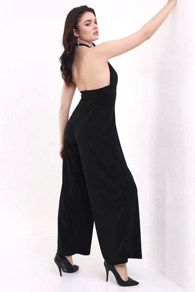 Aemido Women's V-Neckback Low-Cut Wide Leg Sandy Fabric Opportunity Product Jumpsuit