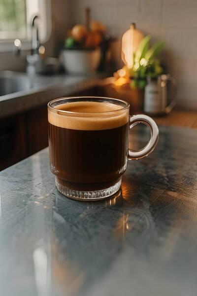 MEDUSHOP 1 Adet Kulplu Çay-Kahve Fincanı Cam Salvador Çizgili ( 1 Adet 160 ML )