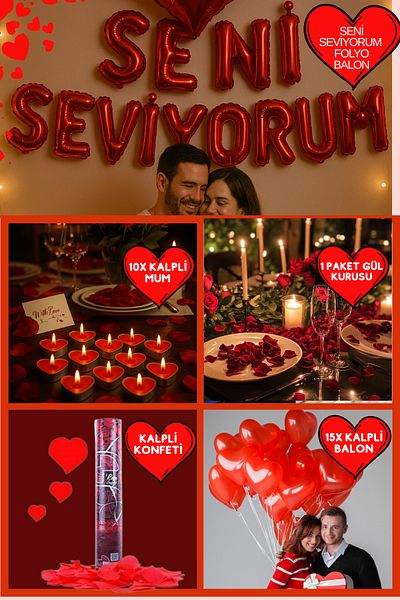 Baloncu Dede Heart Balloon I Love You Foil Balloon Heart Candle Confetti Dusty Rose Meet Valentine's Day