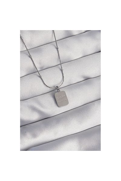 Skygo 316L Steel Silver Color Square Charm Model Necklace - Tj-Bko8927