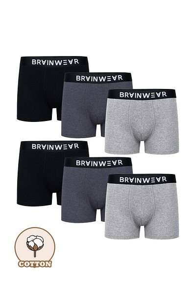 BRAINWEAR Men's 6 Pack Lycra Cotton Boxers