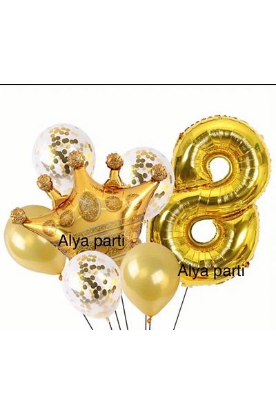 ALYA PARTY Σετ γενεθλίων με μπαλόνι με χρυσό αριθμό με μπαλόνι King Foil