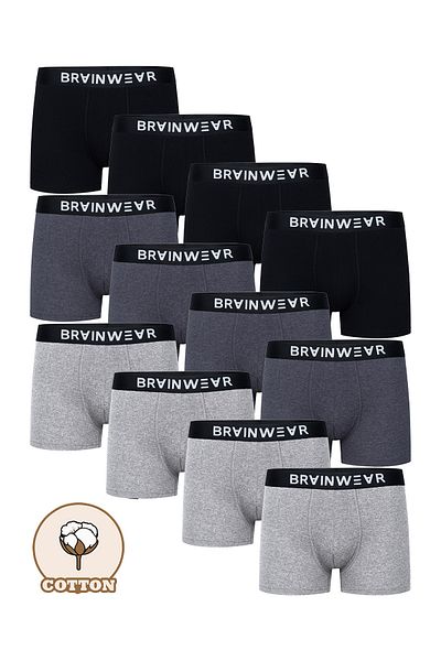 BRAINWEAR Men's 12 Pack Lycra Cotton Boxers