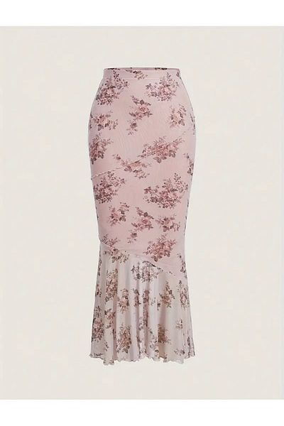 Butik Allbucks Pin-Ter Lined Floral Midi Gauze Skirt Abgym8554