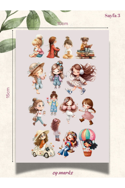 alışveriş kurdu Autumn Sonbahar Çocuk Karakter Sticker Seti - Planner Ajanda Tablet Telefon Laptop Sticker Etiketi