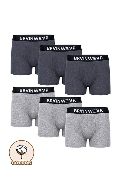 BRAINWEAR Men's 6 Pack Lycra Cotton Boxers