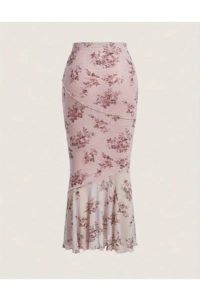 Butik Allbucks Pin-Ter Lined Floral Midi Gauze Skirt Abgym8554
