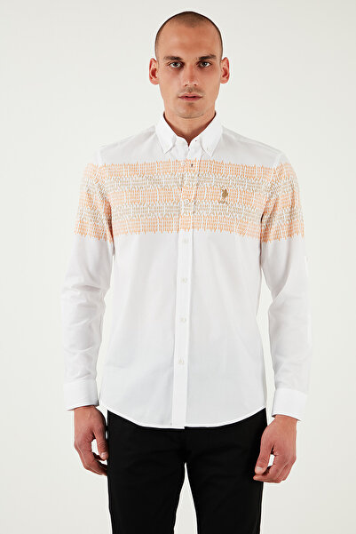 U.S. Polo Assn. U.S. Polo Desenli % 100 Pamuk Slim Fit Düğmeli Yaka Gömlek Erkek GÖMLEK G081SZ0042105832