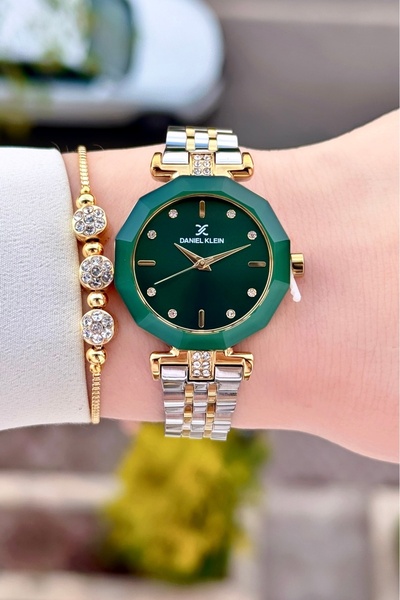 Daniel Klein Kadranı Yeşil Kordonu Gold Silver Renk 24 Ay Garantili 30 Mm Kad...
