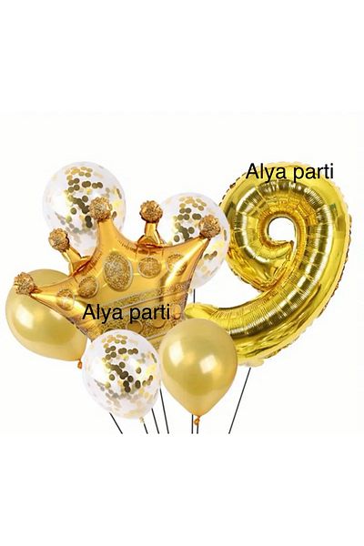 ALYA PARTY Σετ γενεθλίων με μπαλόνι με χρυσό αριθμό με μπαλόνι King Foil