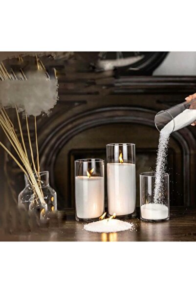 Loş Dükkan Incı Tozu Beyaz Mum Sonsuzluk Tozu Mum Doğal Mum 100 Gram - 10 Ade...