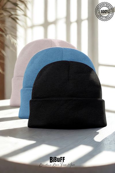 LU&MA 3 Pieces Unisex Folded Cotton - Wool Beret Vibrant Color,