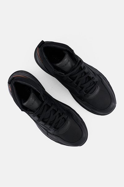Geox Men Lace Up Casual Sneaker, Black