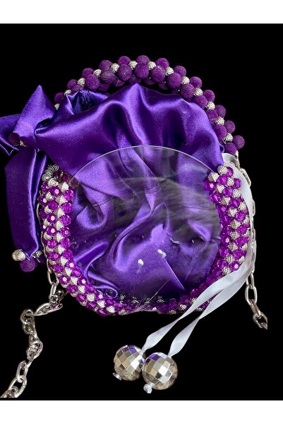 MODA Şefaf mor boncuk çanta