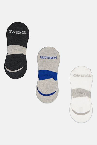Nordland Men 3 Pairs Brand Logo Invisible Socks, Multicolor