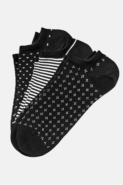 Tchibo Women 3 Pairs Allover Print Sneaker Socks, Black