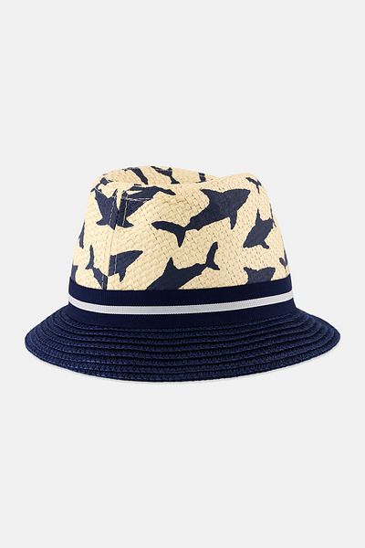 Andy & Evan Toddlers Boy Graphic Buckle Hat, Beige/navy