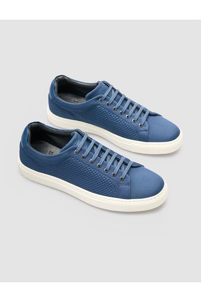 Cabani Navy Blue Knitwear Men's Sports Shoes - Lace-up