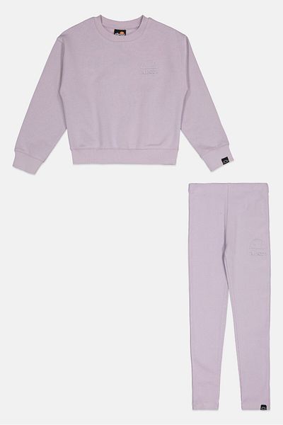 Ellesse طقم رياضي مكون من قطعتين بشعار العلامة التجارية للبنات، لون لافندر