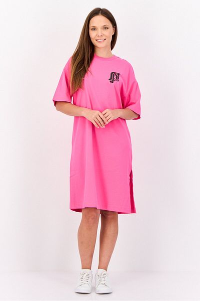 Esprit Women Graphic Print Midi T-shirt Dress, Dark Pink