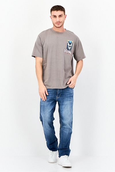 Marvel Men Crew Neck Short Sleeve Graphic Print T-shirt, Grey