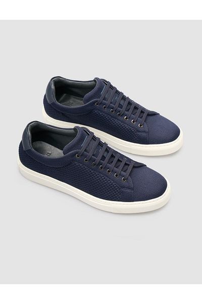 Cabani Navy Blue Knitwear Men's Sports Shoes - Lace-up