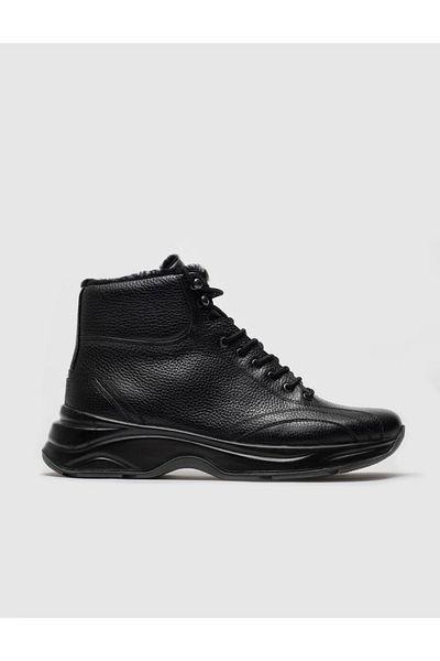 Cabani Genuine Leather Zippered Black Fur Men's Casual Boots