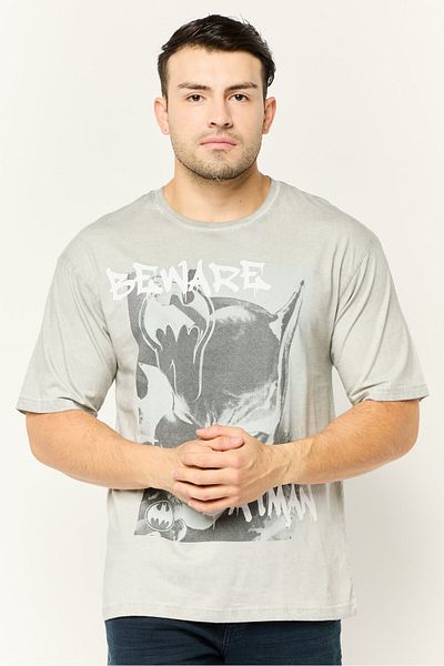 DC Men Crew Neck Short Sleeves Graphic Print T-shirt, Grey
