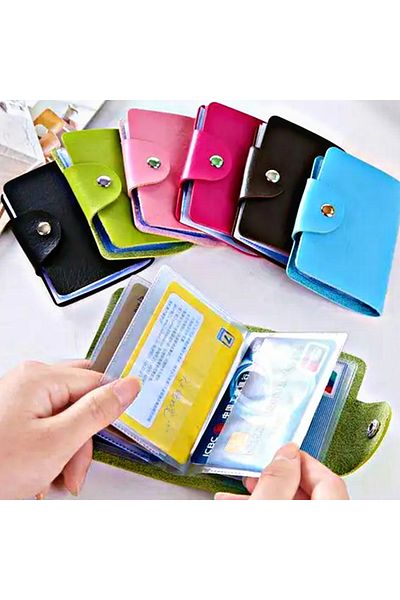 Other Two pieces of card wallet with 24 transparent pockets of Leather