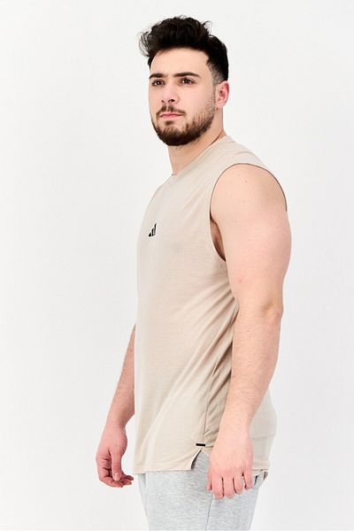 adidas Men Sportswear Fit Sleeveless Training Vest, Beige