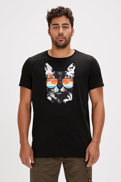 Bad Bear تي شيرت رجالي - أسود مطبوع