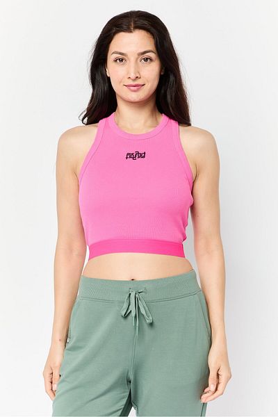 Esprit Women 2 In 1 Crew Neck Graphic Print Crop Top Set, Black/pink