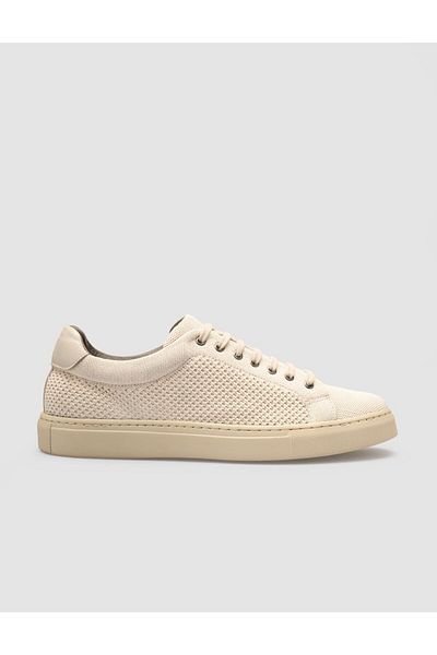 Cabani Beige Knitwear Men's Sports Shoes - Lace-up