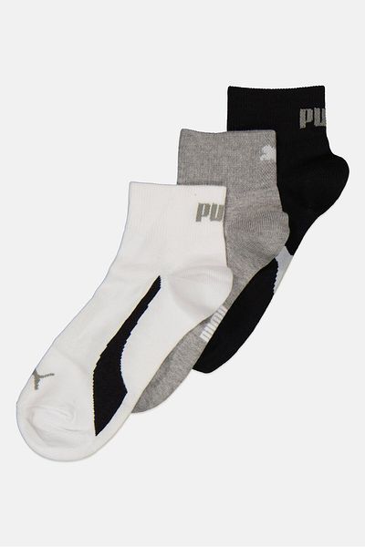 Puma Men 3 Pairs Brand Logo Ankle Socks, White/grey/black