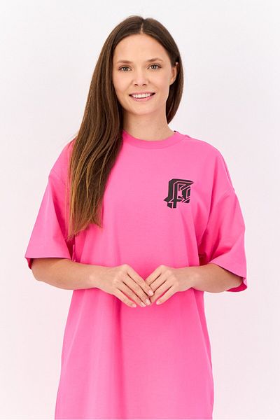 Esprit Women Graphic Print Midi T-shirt Dress, Dark Pink