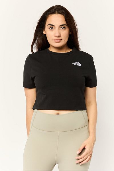 THE NORTH FACE بلوزة نسائية رياضية بأكمام قصيرة للخارج، باللون الأسود