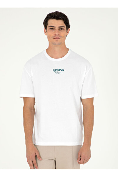 U.S. Polo Assn. يو اس بولو اسن. تي شيرت أبيض برقبة دائرية للرجال فاز