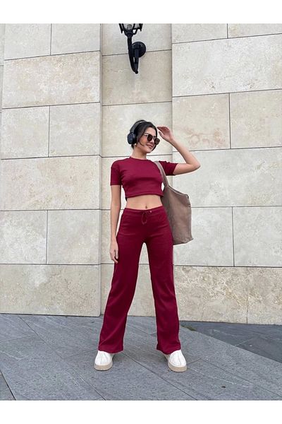 ufukmoda Loose Wide-Leg Pants Bottom Top Suit