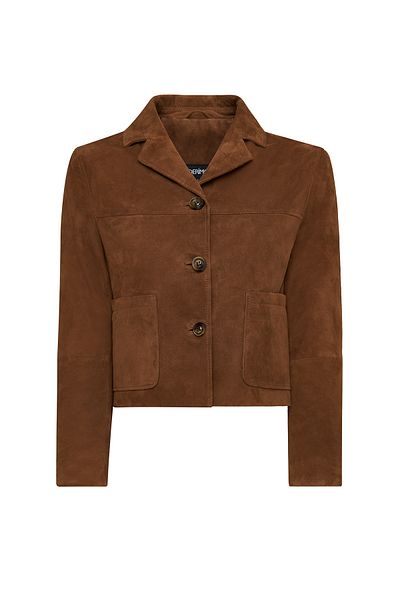 Derimod Jill Women's Brown Short Leather Jacket 25Sgd52981B