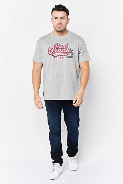 PAUL FRANK Men Crew Neck Short Sleeves Graphic Print T-Shirt, Grey