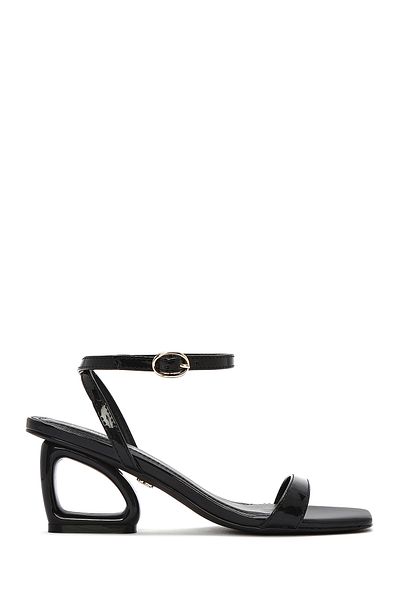 Derimod Women's Black Ankle Buckle Heeled Sandals 25Sfd 444016