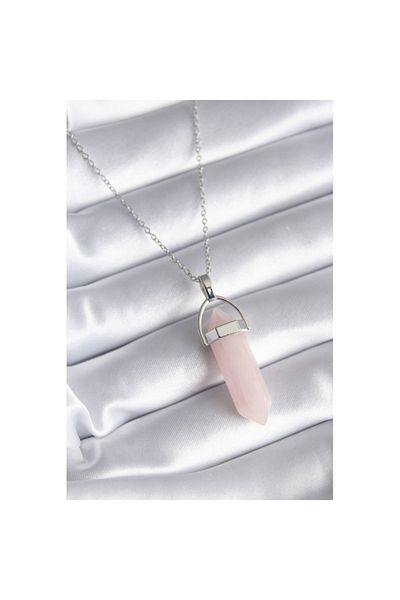 Skygo 316L Steel Silver Color Pink Stone Women's Necklace - TJ-BKO8244