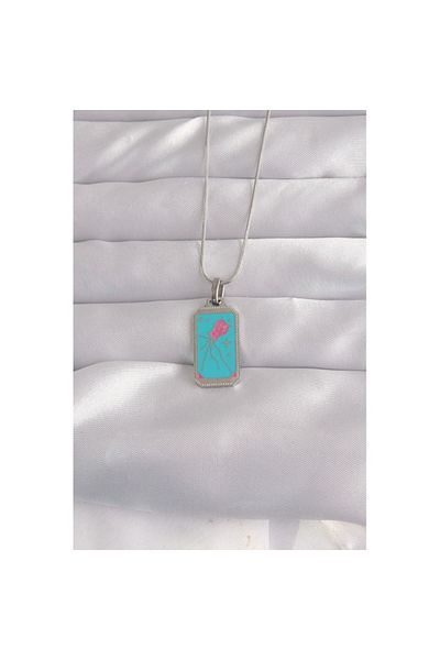 Skygo 316L Steel Silver Color Blue Enamel Tarot Necklace - Tj-Bko9046
