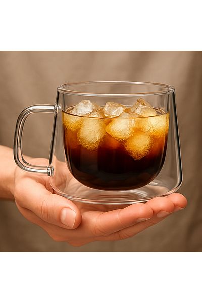 Vivien Home 250ml Heat Resistant Borosilicate Double Stones Cup |   Coffee Presentation Cup