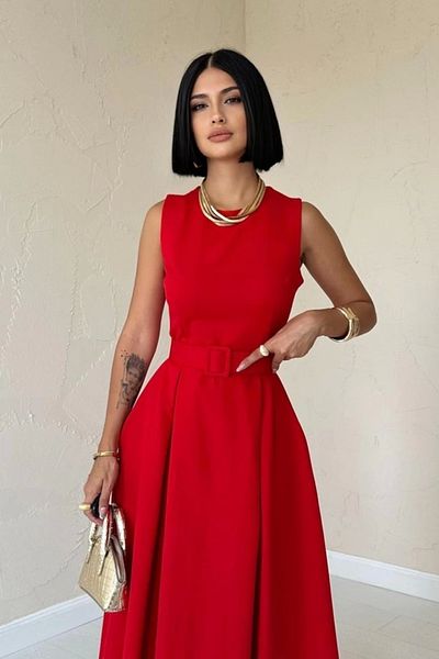 NOSTALJİX Rochie roșie cu decolteu evazat
